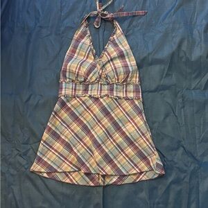 Iz Byer Multicolor Plaid Halter Top